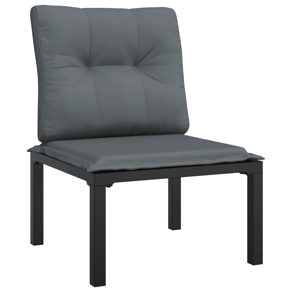Set Mobilier De Grădină, 7 Piese, Negru Și Gri, Poliratan