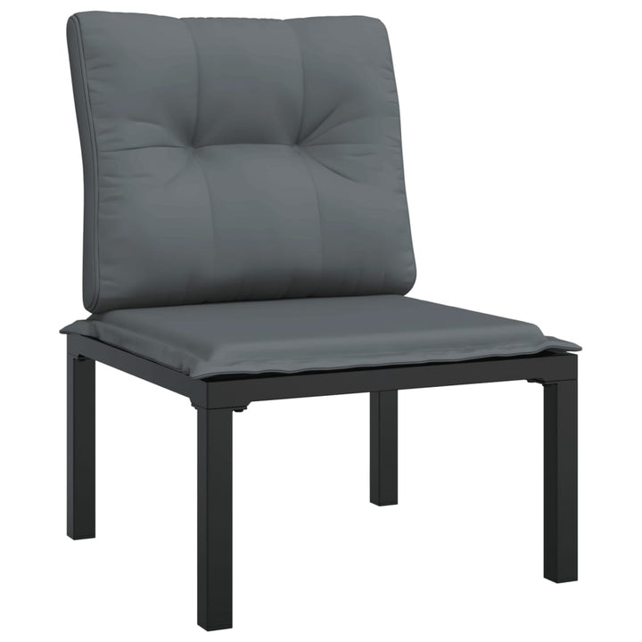 Set Mobilier De Grădină, 7 Piese, Negru Și Gri, Poliratan