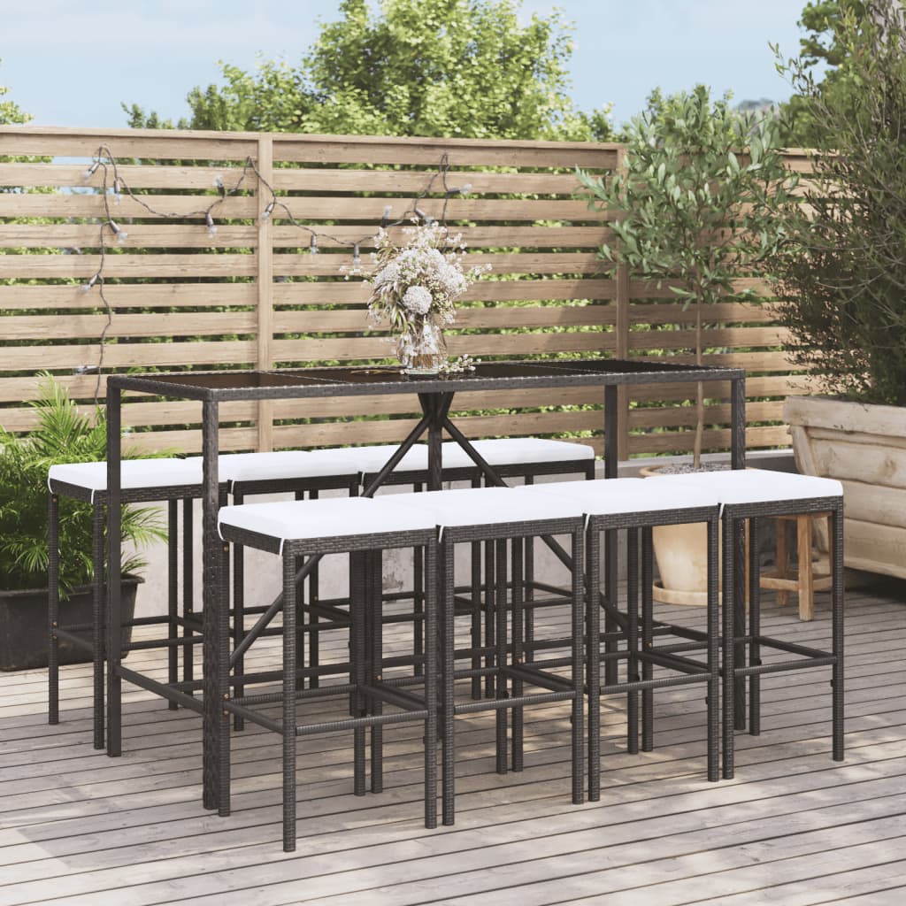 Set Mobilier De Grădină Cu Perne, 11 Piese, , Poliratan