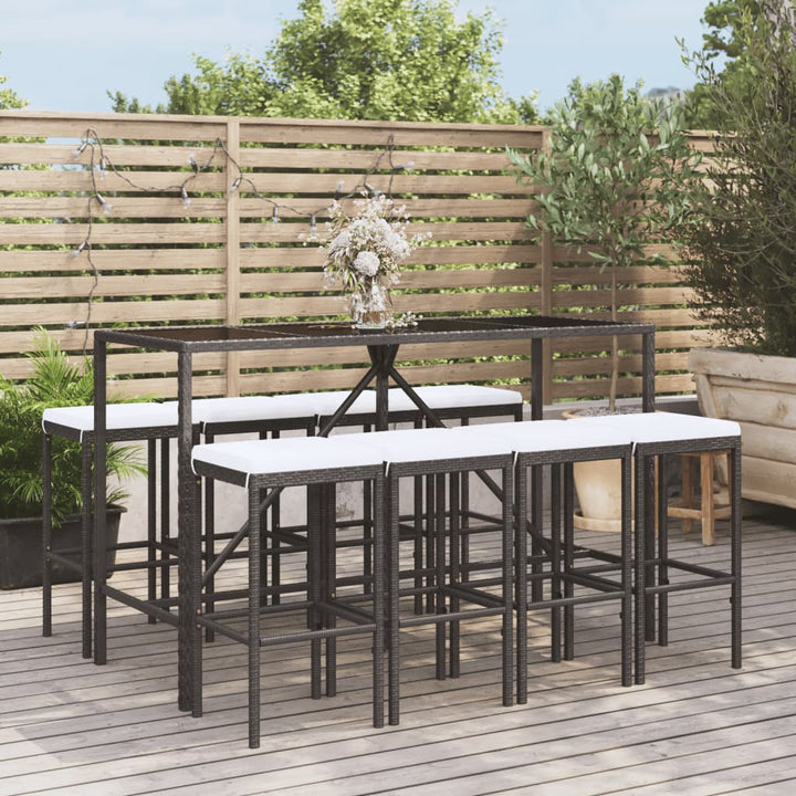 Set Mobilier De Grădină Cu Perne, 11 Piese, , Poliratan