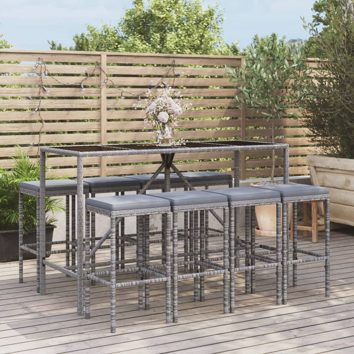 Set Mobilier De Grădină Cu Perne, 11 Piese, , Poliratan