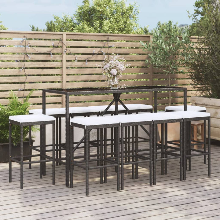 Set Mobilier De Grădină Cu Perne, 11 Piese, , Poliratan