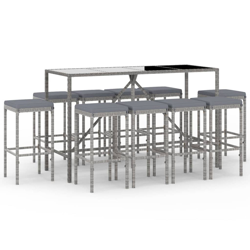 Set Mobilier De Grădină Cu Perne, 11 Piese, , Poliratan
