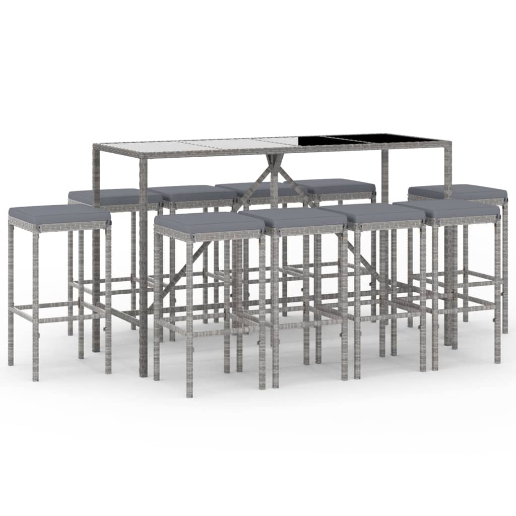 Set Mobilier De Grădină Cu Perne, 11 Piese, , Poliratan