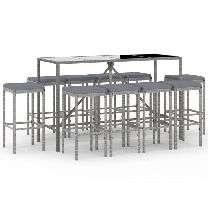 Set Mobilier De Grădină Cu Perne, 11 Piese, , Poliratan