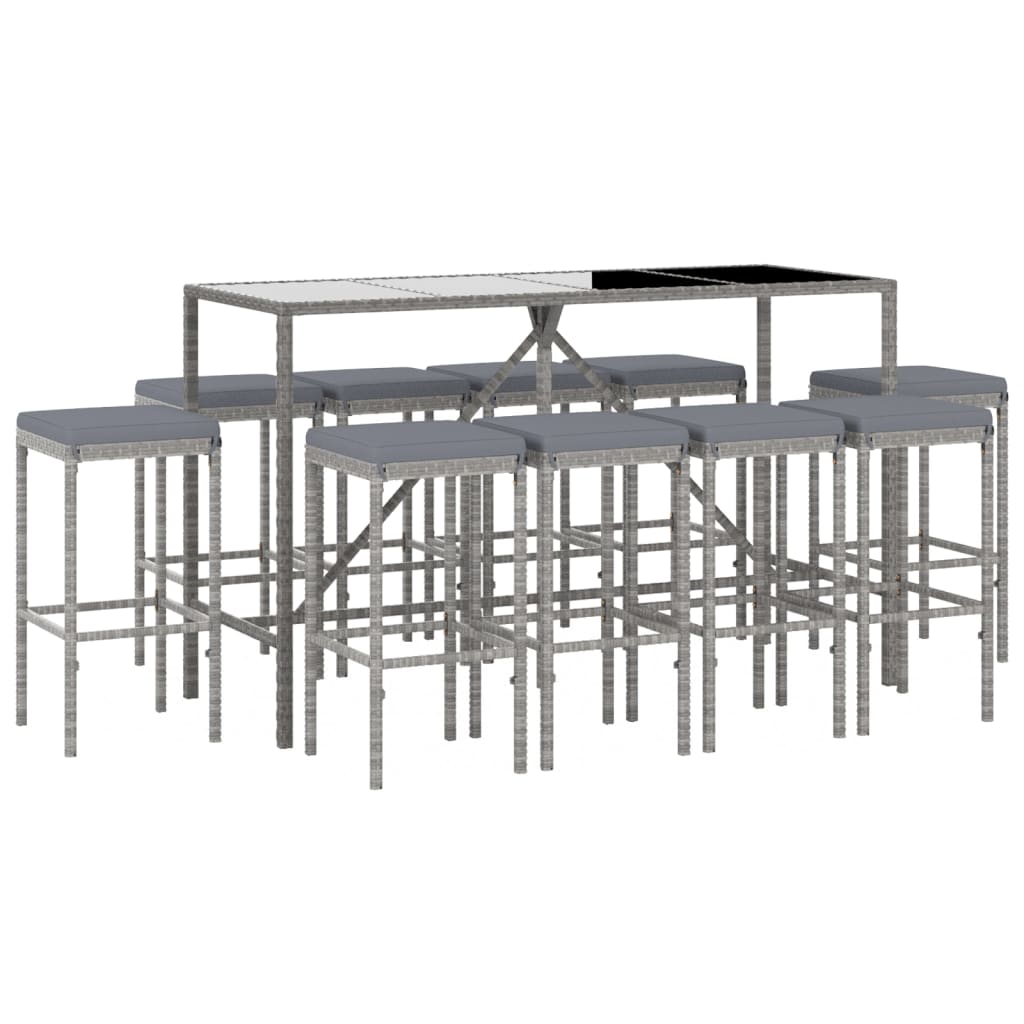 Set Mobilier De Grădină Cu Perne, 11 Piese, , Poliratan