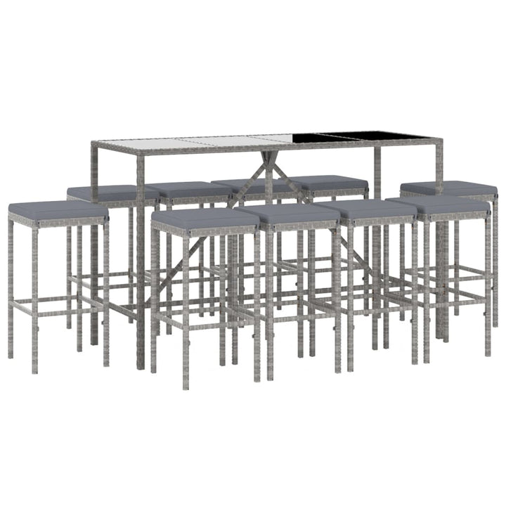 Set Mobilier De Grădină Cu Perne, 11 Piese, , Poliratan
