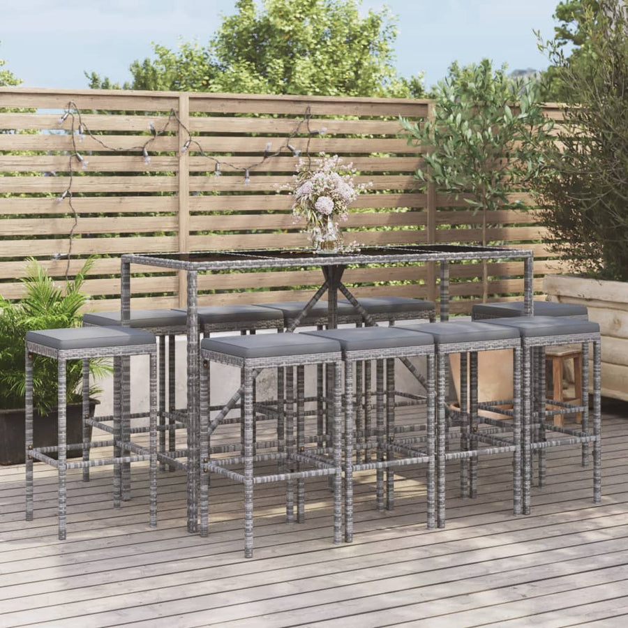 Set Mobilier De Grădină Cu Perne, 11 Piese, , Poliratan