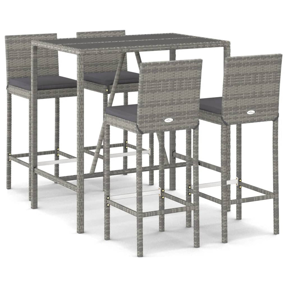 Set Mobilier Bar De Grădină, Cu Perne, 5 Piese, , Poliratan