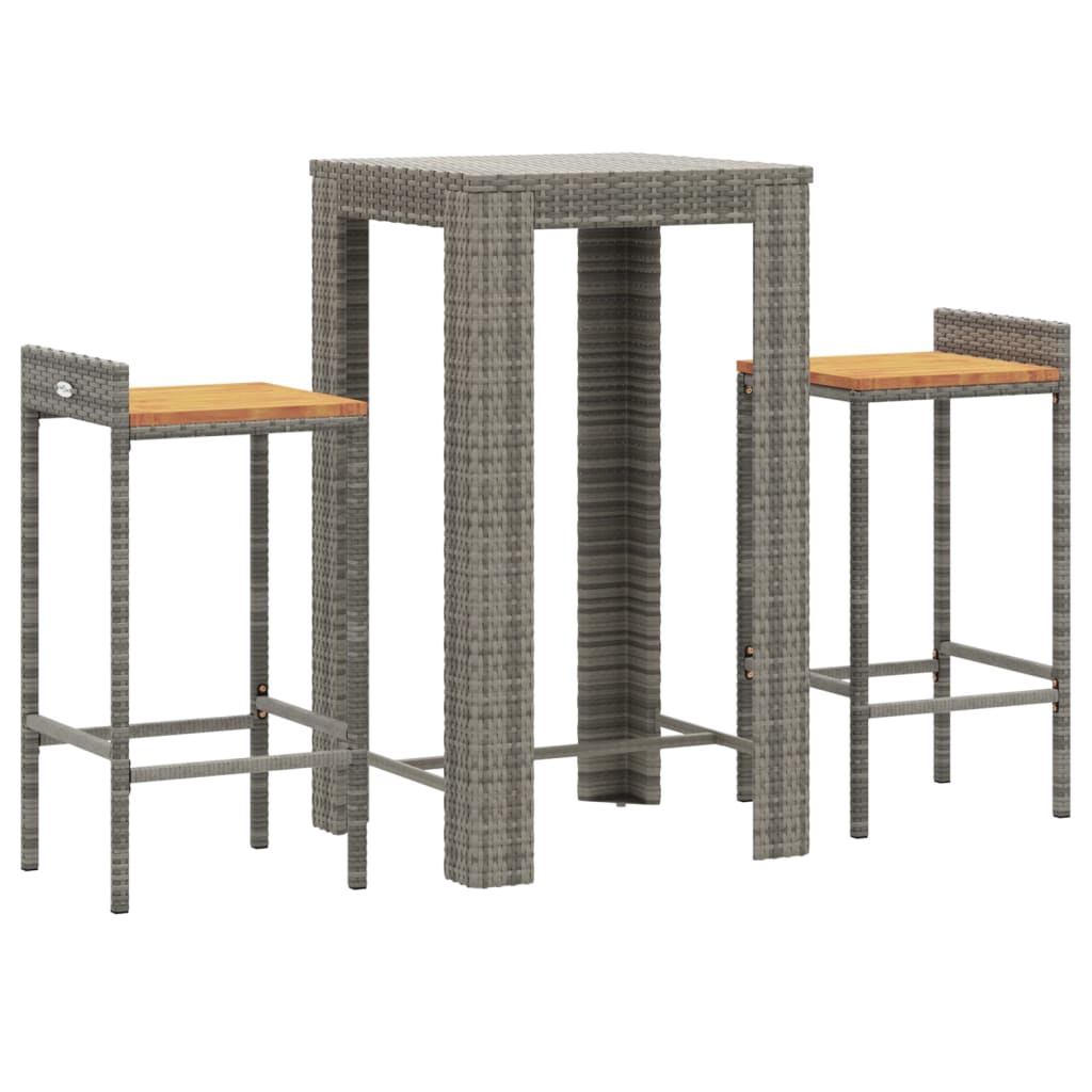 Set Bar Pentru Grădină, 3 Piese, , Poliratan/Lemn Acacia
