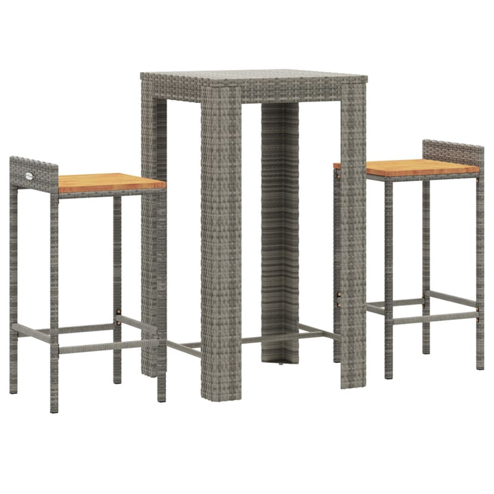 Set Bar Pentru Grădină, 3 Piese, , Poliratan/Lemn Acacia