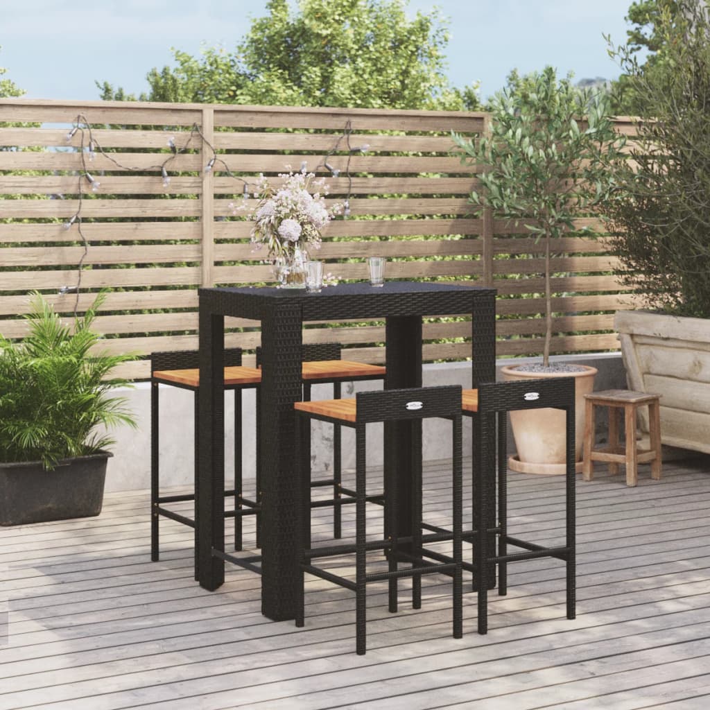 Set Bar Pentru Grădină, 3 Piese, , Poliratan/Lemn Acacia
