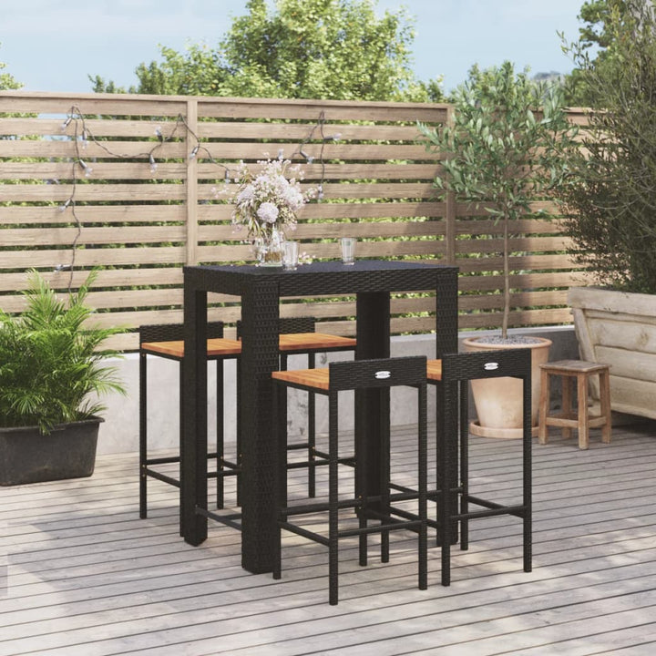 Set Bar Pentru Grădină, 3 Piese, , Poliratan/Lemn Acacia