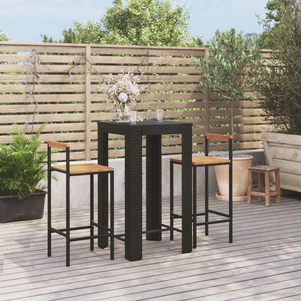 Set Bar Pentru Grădină, 5 Piese, , Poliratan/Lemn Acacia