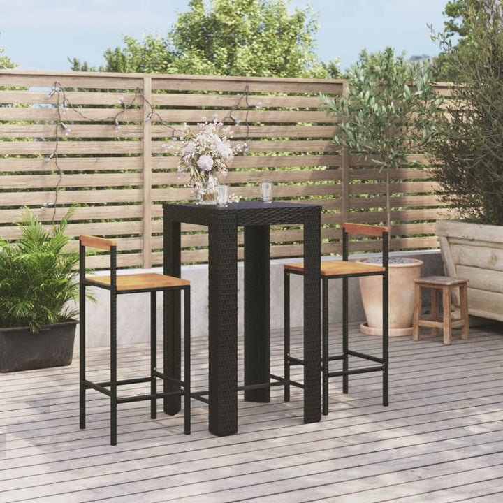 Set Bar Pentru Grădină, 5 Piese, , Poliratan/Lemn Acacia