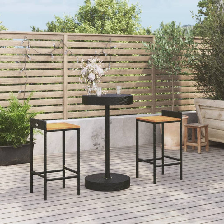 Set Bar Pentru Grădină, 3 Piese, , Poliratan/Lemn Acacia