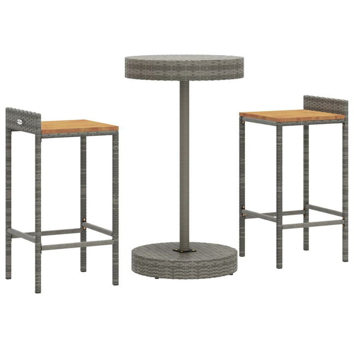 Set Bar Pentru Grădină, 3 Piese, , Poliratan/Lemn Acacia