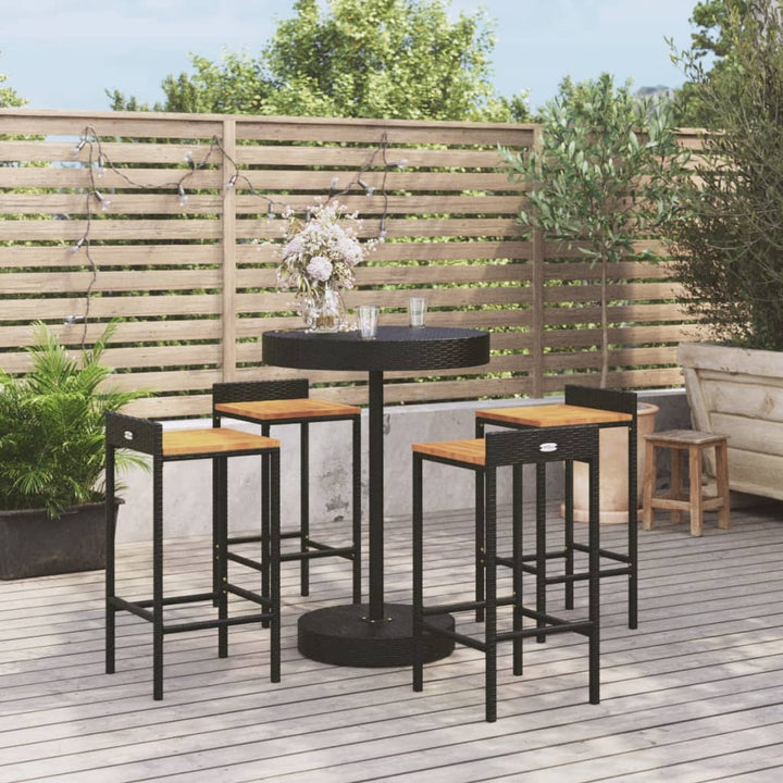 Set Bar Pentru Grădină, 3 Piese, , Poliratan/Lemn Acacia