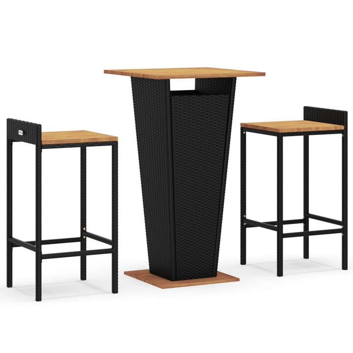 Set Bar Pentru Grădină, 3 Piese, , Poliratan/Lemn Acacia