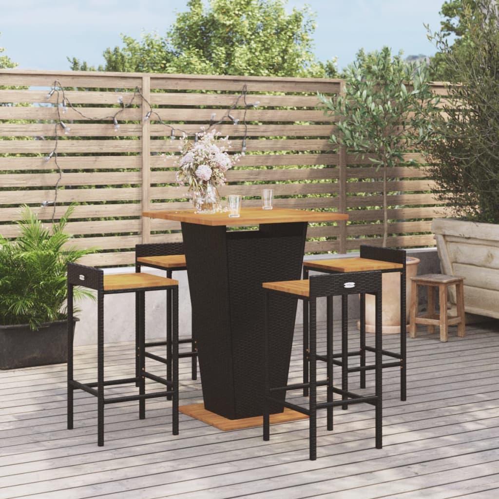 Set Bar Pentru Grădină, 3 Piese, , Poliratan/Lemn Acacia