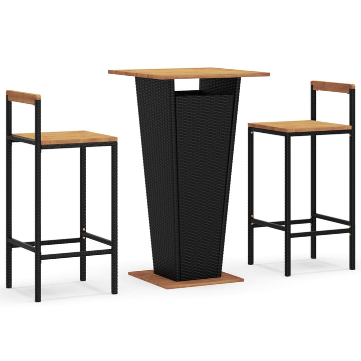 Set Bar Pentru Grădină, 3 Piese, , Poliratan/Lemn Acacia