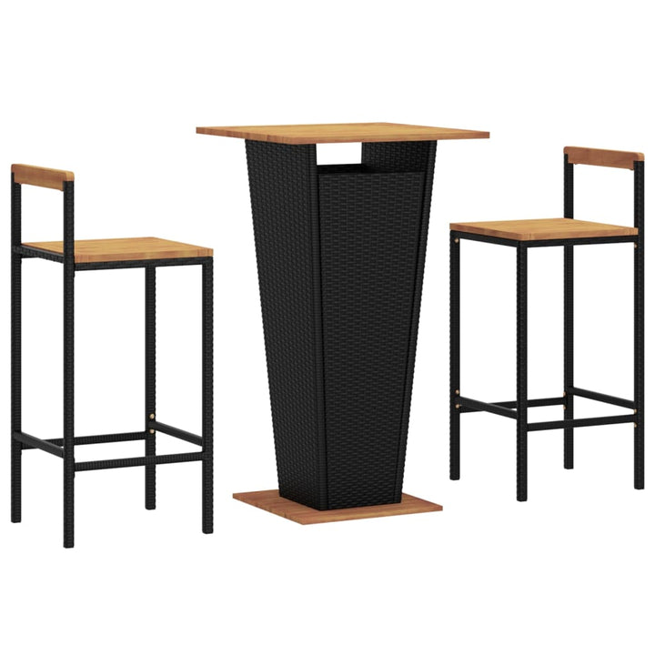 Set Bar Pentru Grădină, 3 Piese, , Poliratan/Lemn Acacia