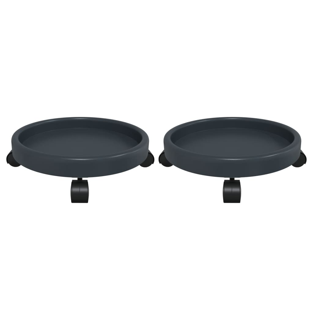 Cărucioare Pentru Plante Cu Roți 2 Buc. Gri Diametru 34Cm 35Kg