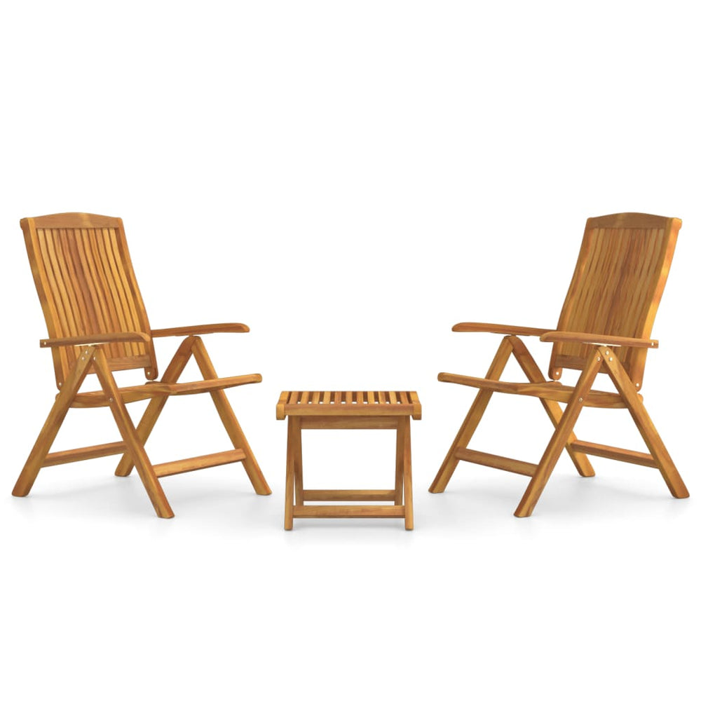 Set Lounge De Grădină, 3 Piese, Lemn Masiv De Tec