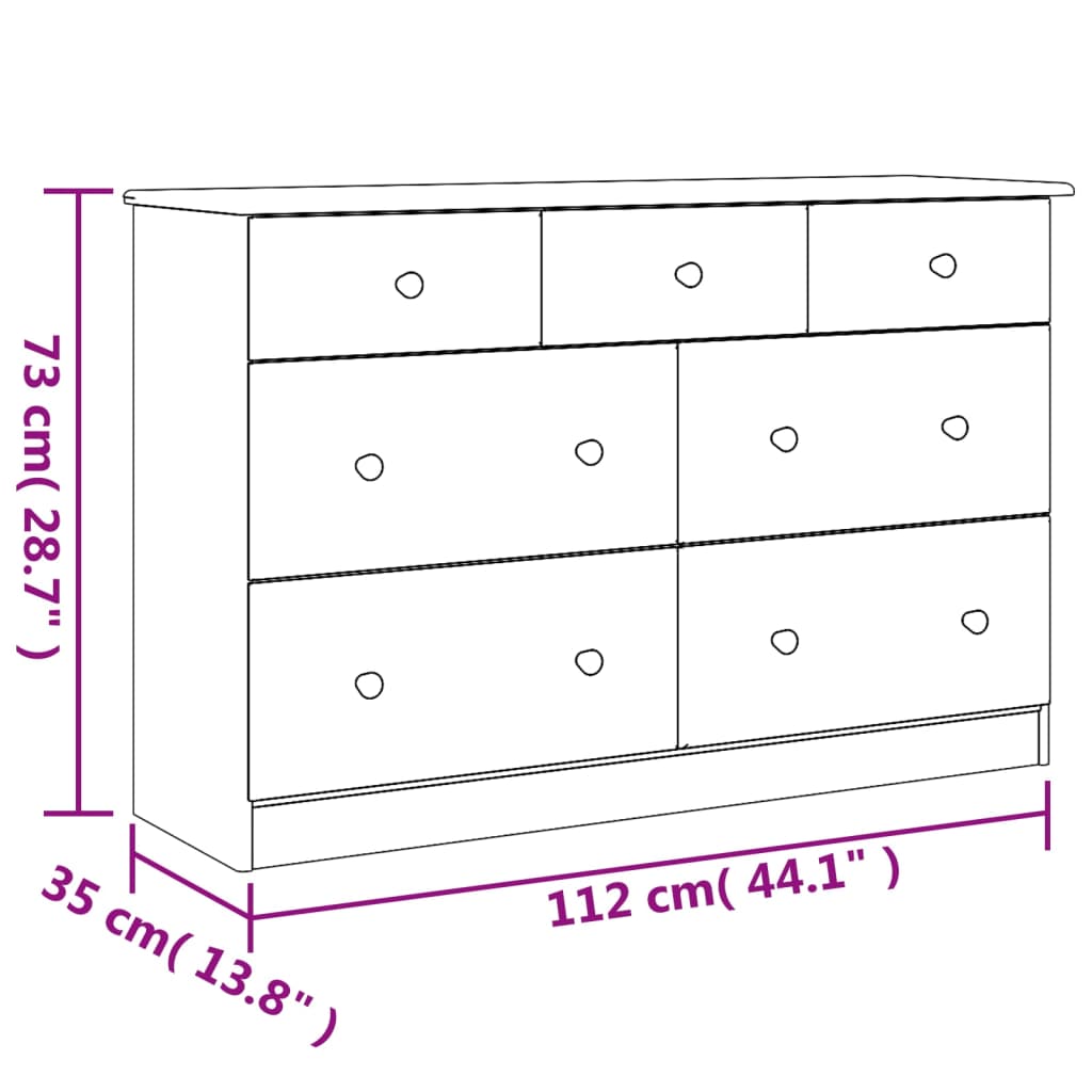 Comodă Cu Sertare Alta, , 112X35X73 Cm, Lemn Masiv De Pin