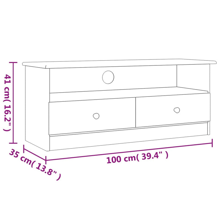 Dulap Tv Cu Sertare „Alta” , 100X35X41 Cm, Lemn Masiv De Pin