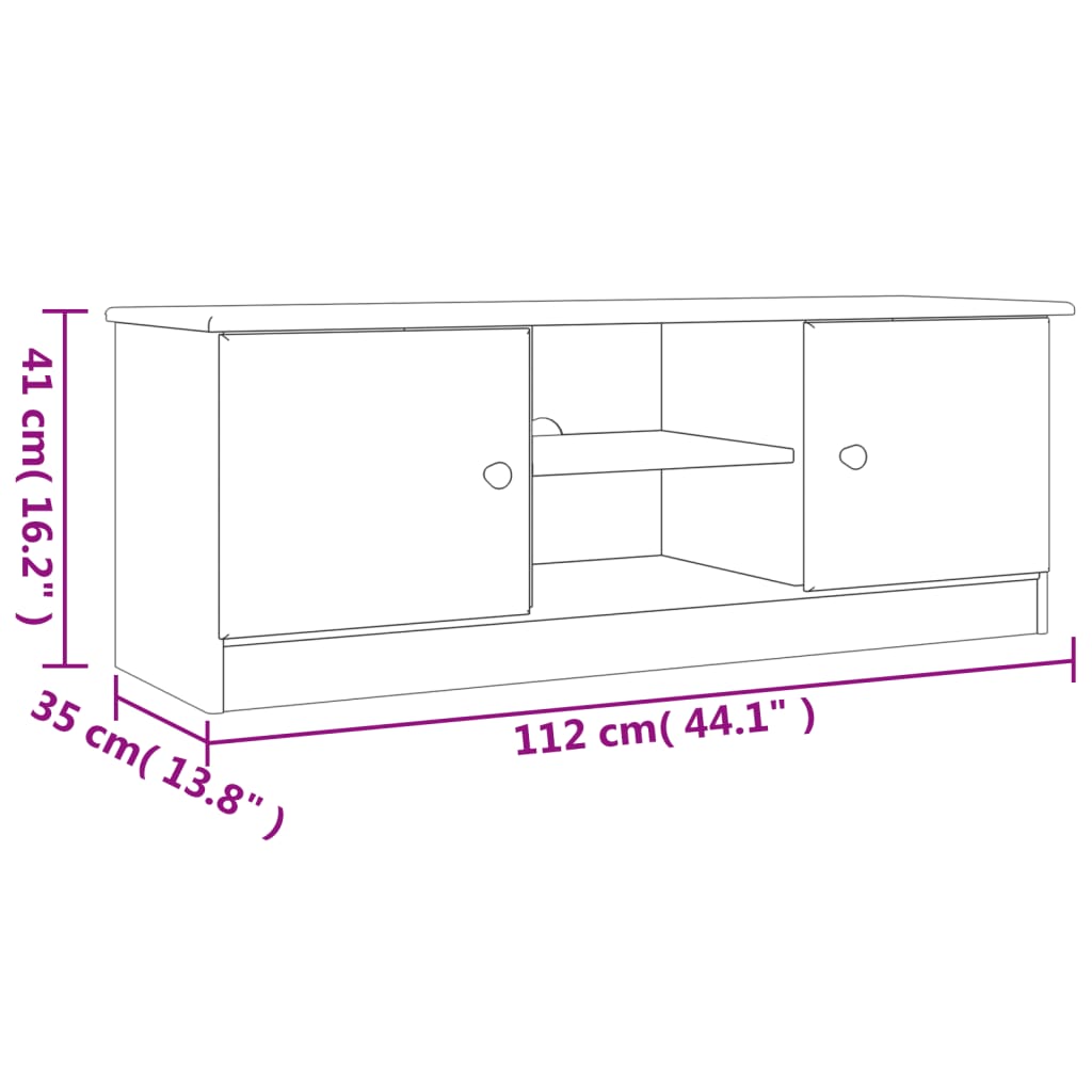 Dulap Tv &quot;Alta&quot; , 112X35X41 Cm, Lemn Masiv De Pin