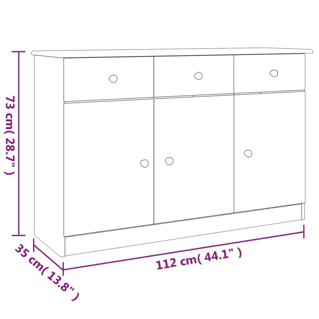 Dulap Alta, 112X35X73 Cm, Lemn Masiv De Pin