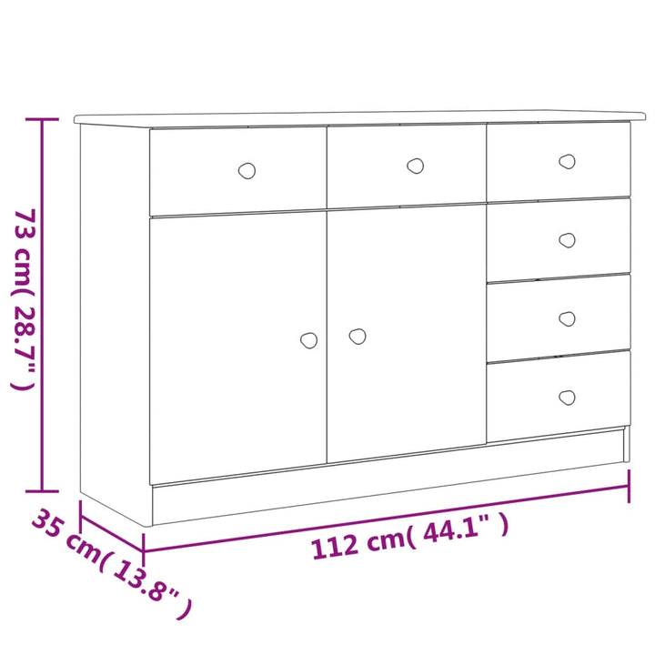 Dulap Alta, 112X35X73 Cm, Lemn Masiv De Pin
