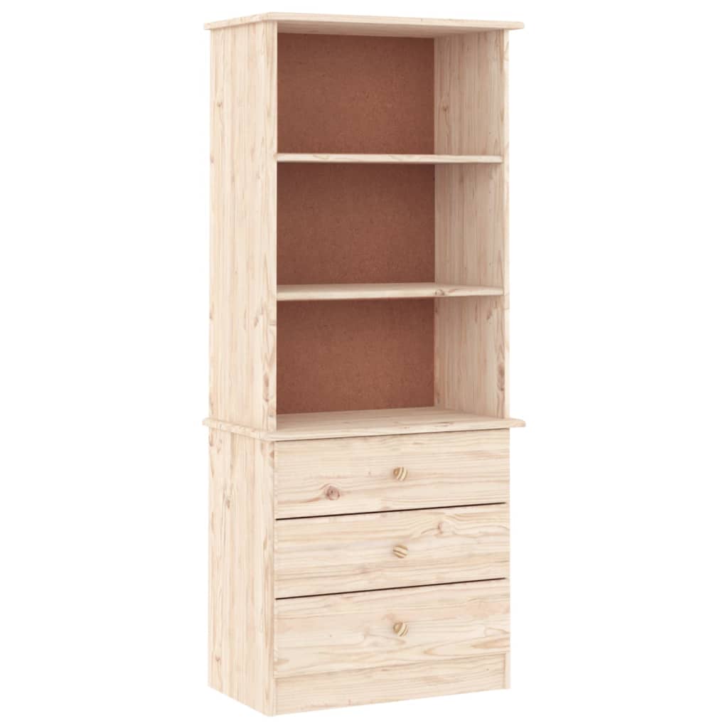 Bibliotecă Cu Sertare „Alta”, 60X35X142 Cm, Lemn Masiv De Pin