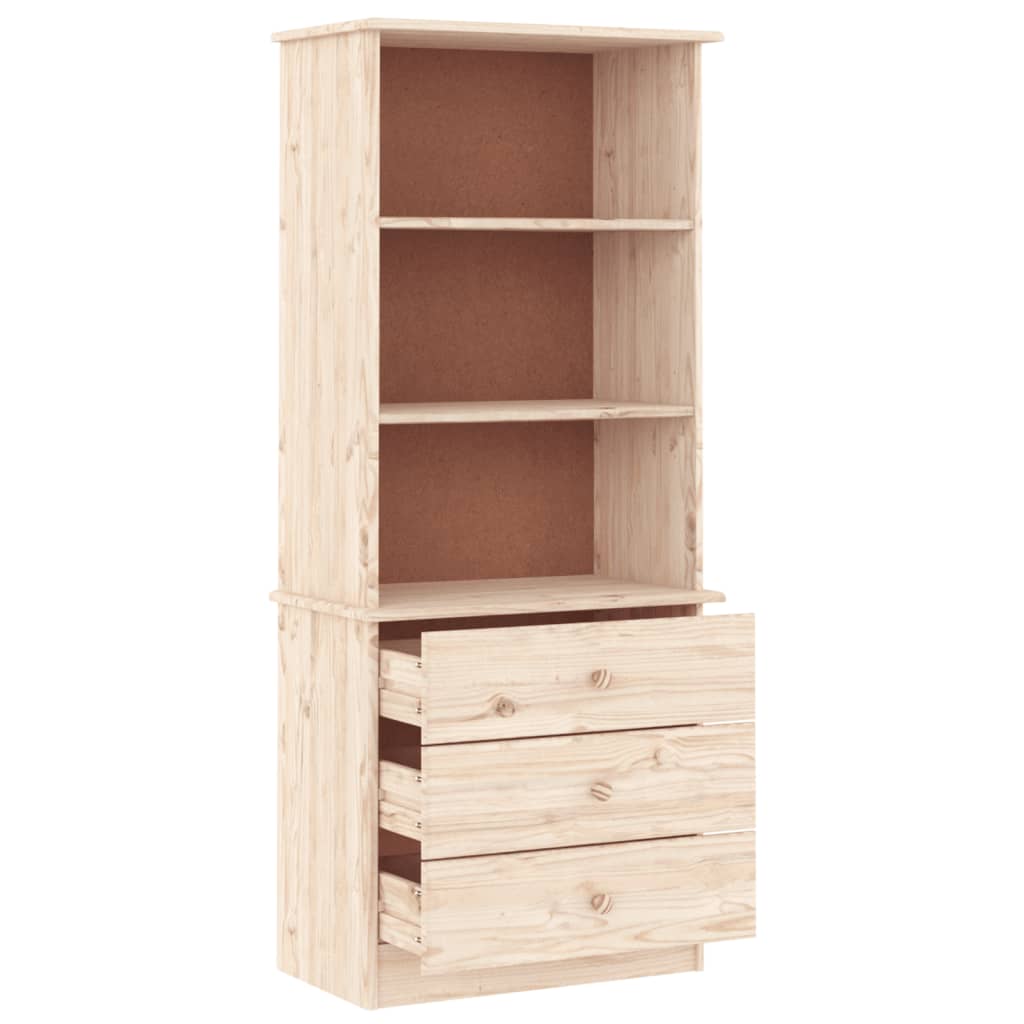 Bibliotecă Cu Sertare „Alta”, 60X35X142 Cm, Lemn Masiv De Pin