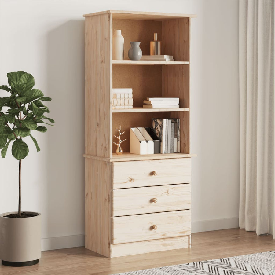 Bibliotecă Cu Sertare „Alta”, 60X35X142 Cm, Lemn Masiv De Pin