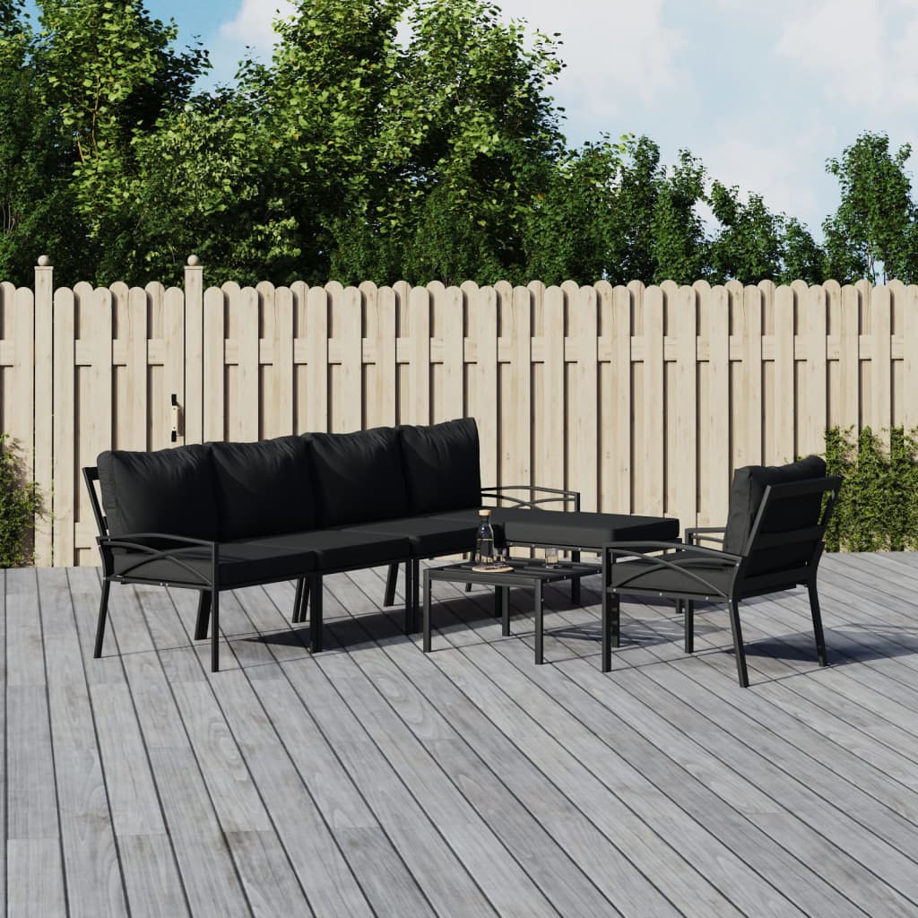 Set Mobilier De Grădină Cu Perne , 6 Piese, Oțel