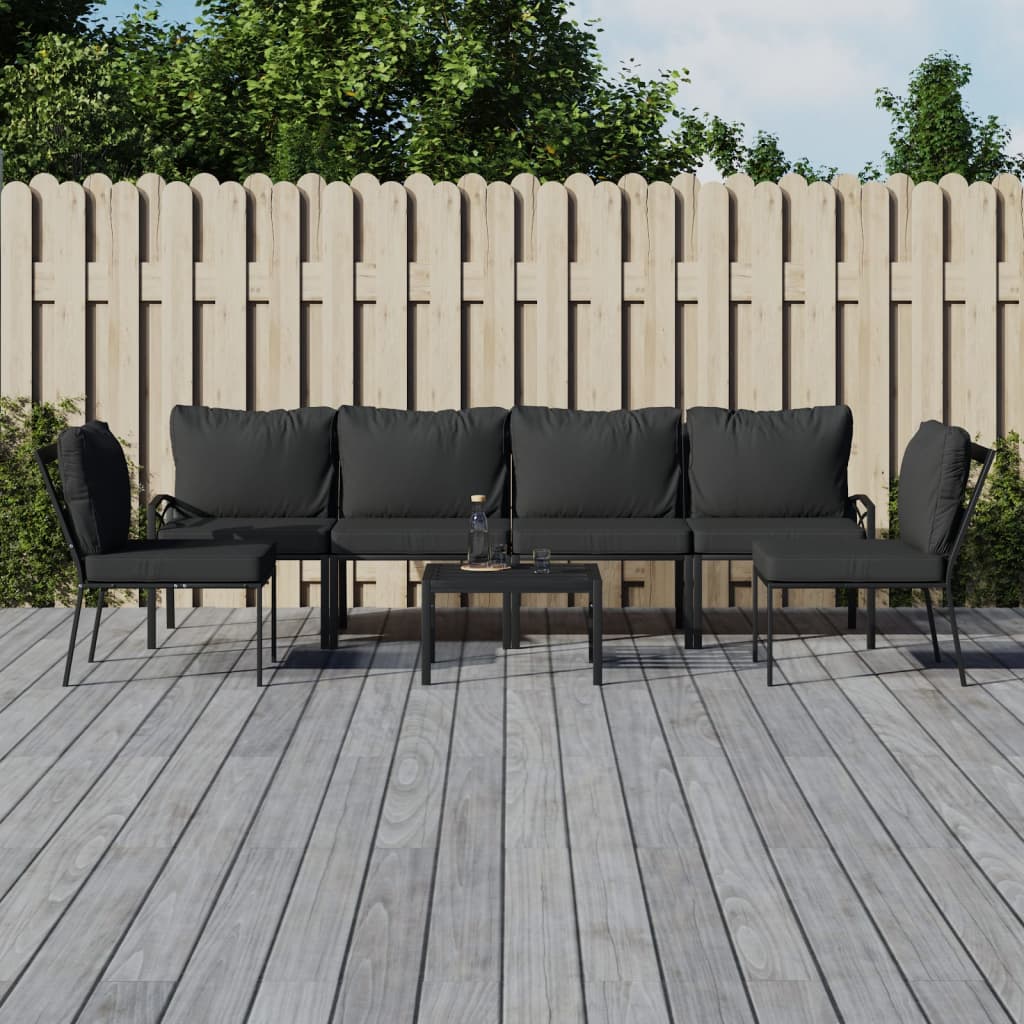 Set Mobilier De Grădină Cu Perne , 6 Piese, Oțel