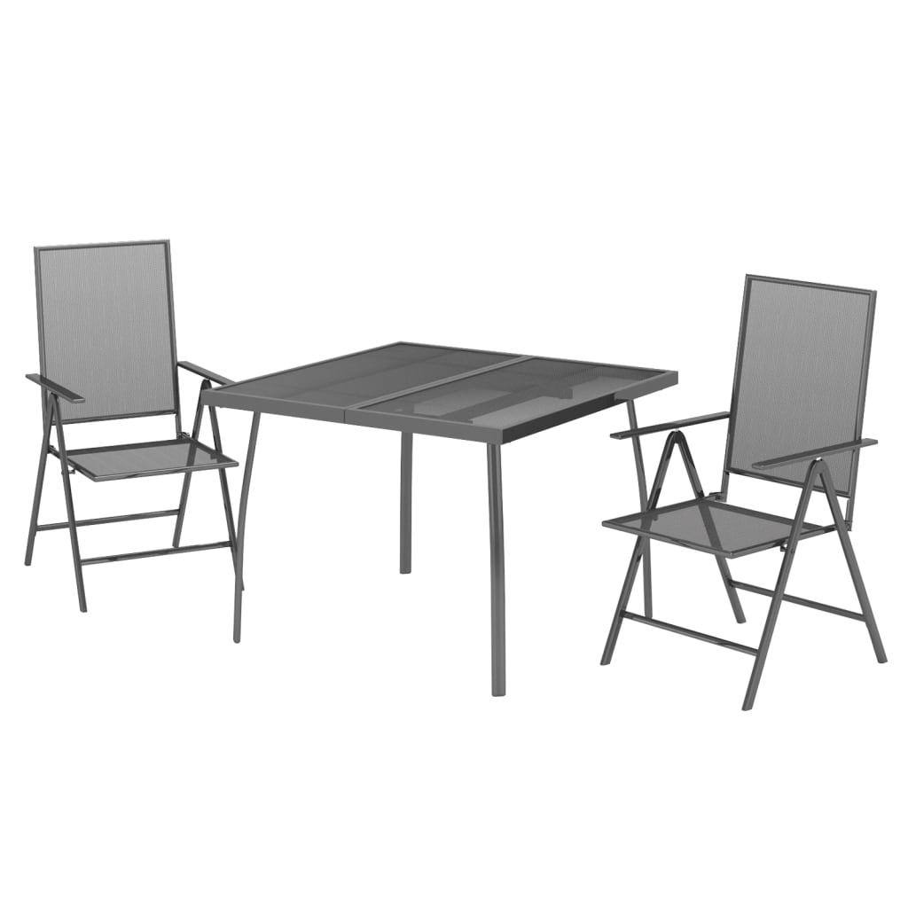 Set De Masă Grădină, 3 Piese, Antracit, Oțel