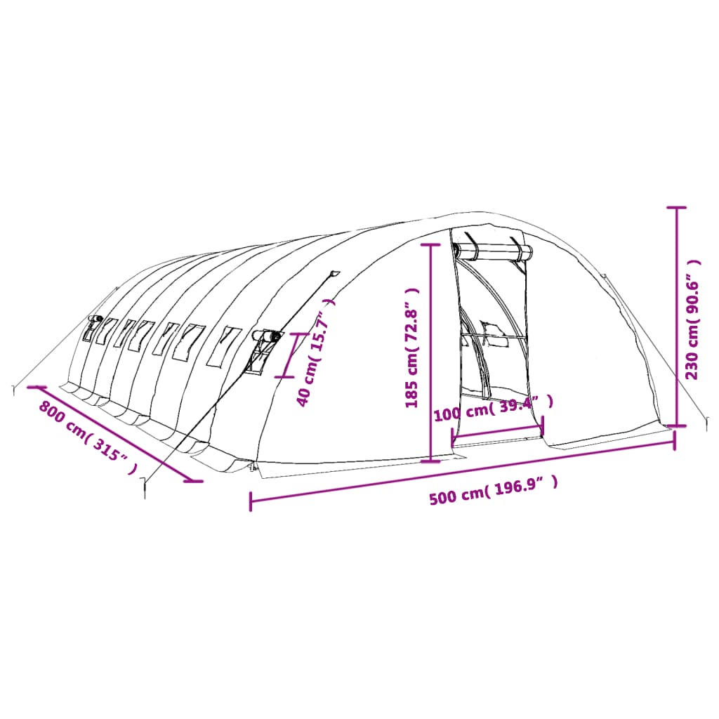 Seră Cu Cadru Din Oțel, , 40 M², 8X5X2,3 M