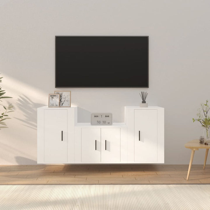 Set Dulapuri Tv, 3 Piese, , Lemn Prelucrat