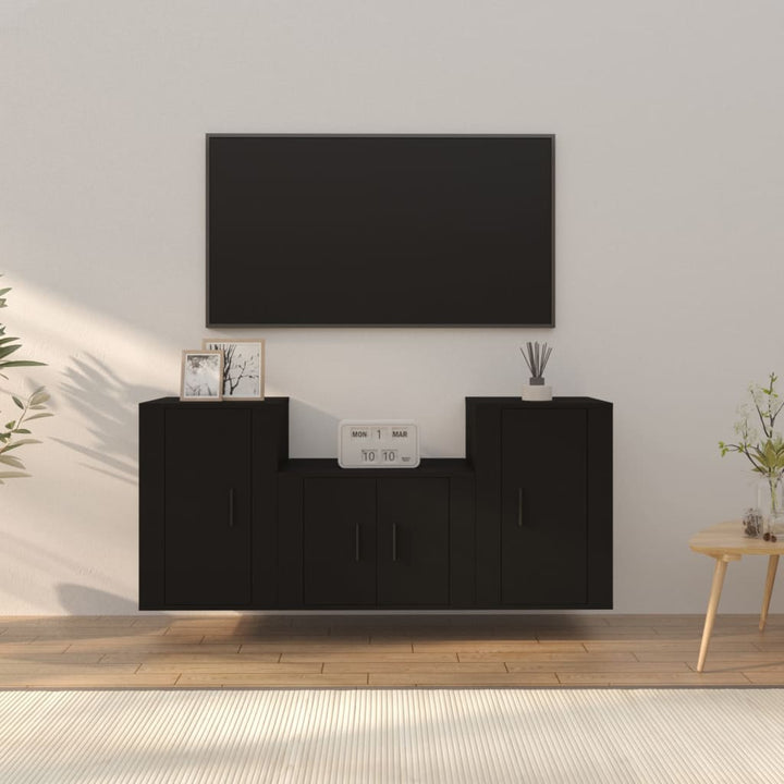 Set Dulapuri Tv, 3 Piese, , Lemn Prelucrat