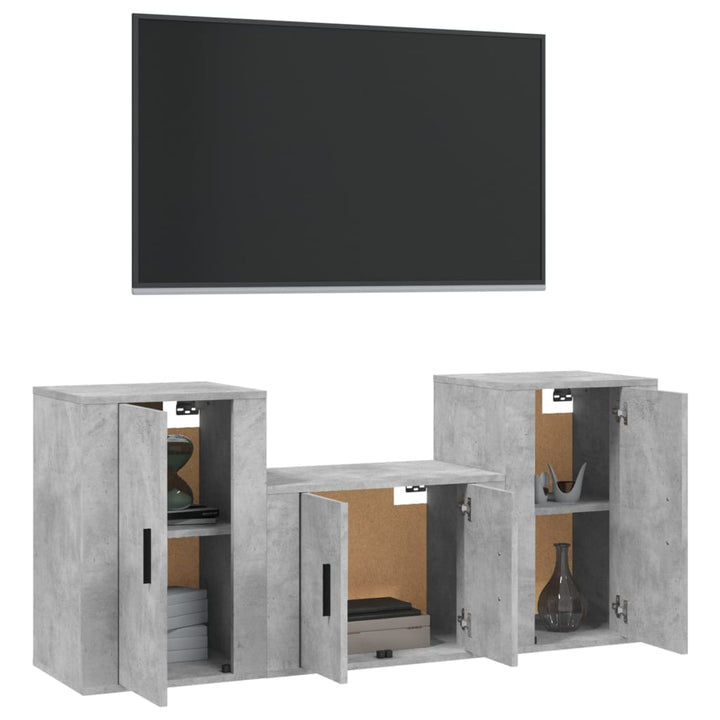 Set Dulapuri Tv, 3 Piese, , Lemn Prelucrat