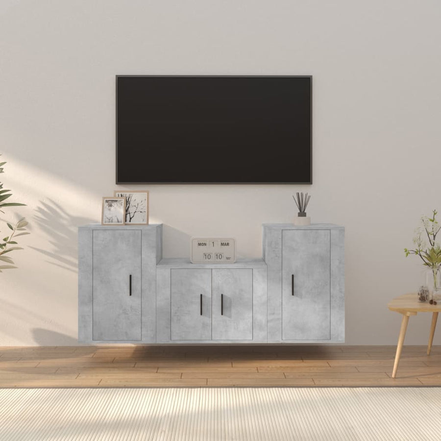Set Dulapuri Tv, 3 Piese, , Lemn Prelucrat