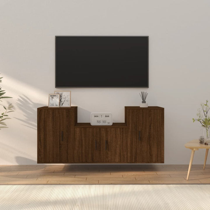 Set Dulapuri Tv, 3 Piese, , Lemn Prelucrat