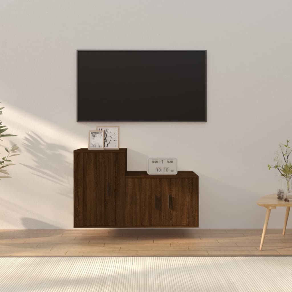 Set Dulap Tv, 2 Piese, , Lemn Prelucrat