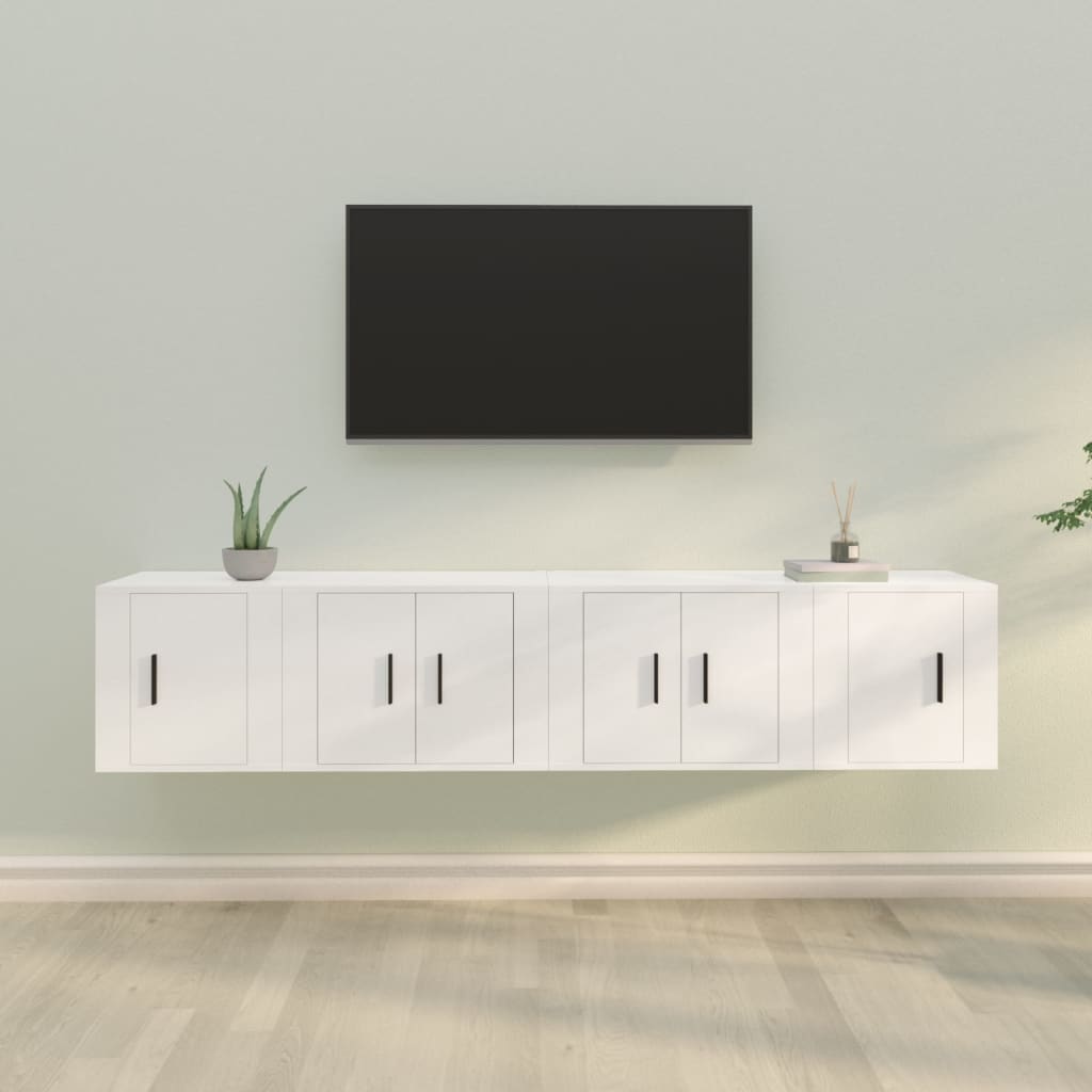 Set Dulapuri Tv, 4 Piese, Stejar Maro, Lemn Prelucrat