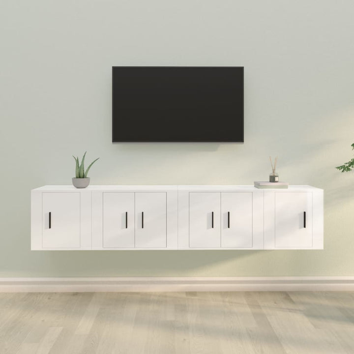 Set Dulapuri Tv, 4 Piese, Stejar Maro, Lemn Prelucrat