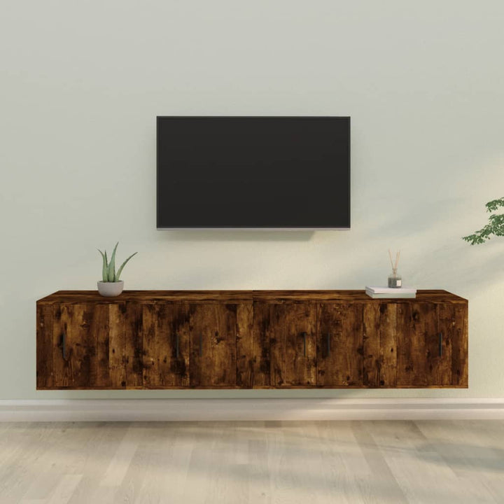 Set Dulapuri Tv, 4 Piese, Stejar Maro, Lemn Prelucrat