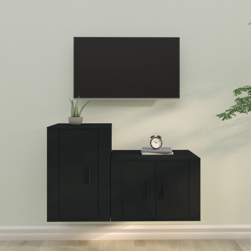 Set Dulap Tv, 2 Piese, Alb Extralucios, Lemn Prelucrat